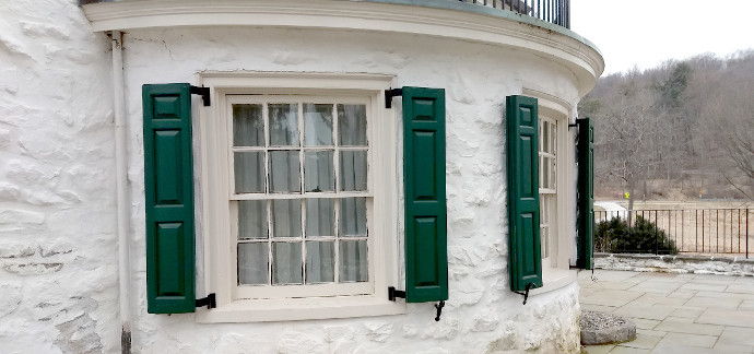 bi-fold exterior raised panel shutters at Vally Forge National Park