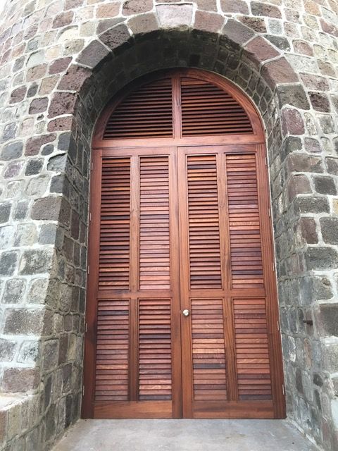 Custom Arched Exterior Shutters with 2.1/2" Plantation operable louvers