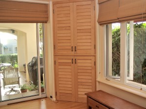 media center louvered doors built with Maple stave core