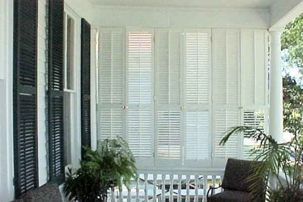 Operable Louvered Exterior Shutters on Porch